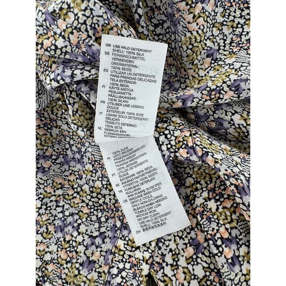 & Other Stories Silk Floral Blouse Long Sleeve Top Button up Shirt White 4 S - Picture 8 of 10